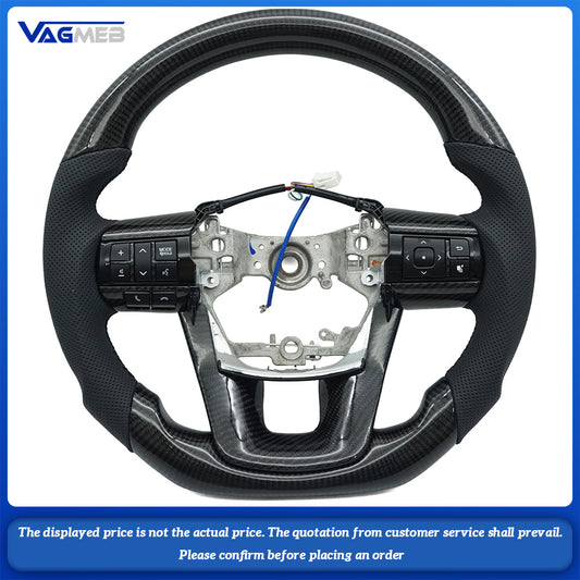 For Toyota Hilux custom leather alcantara semi-perforated carbon fiber steering wheel with buttons or paddles