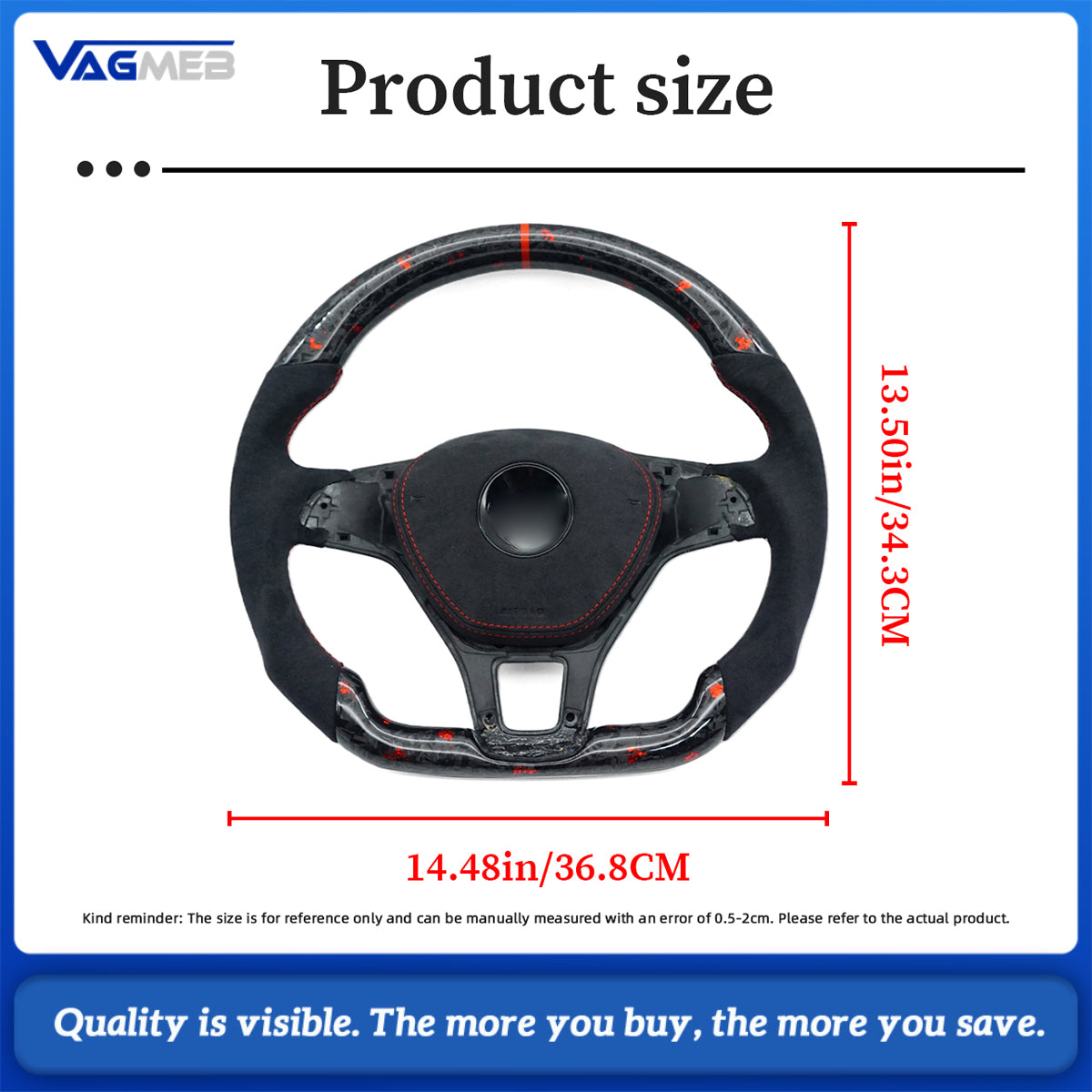 For VW Golf MK7 TSI TDI Carbon Fiber Steering Wheel Manual Car Accessories Red and blue Manual Car Accessorie
