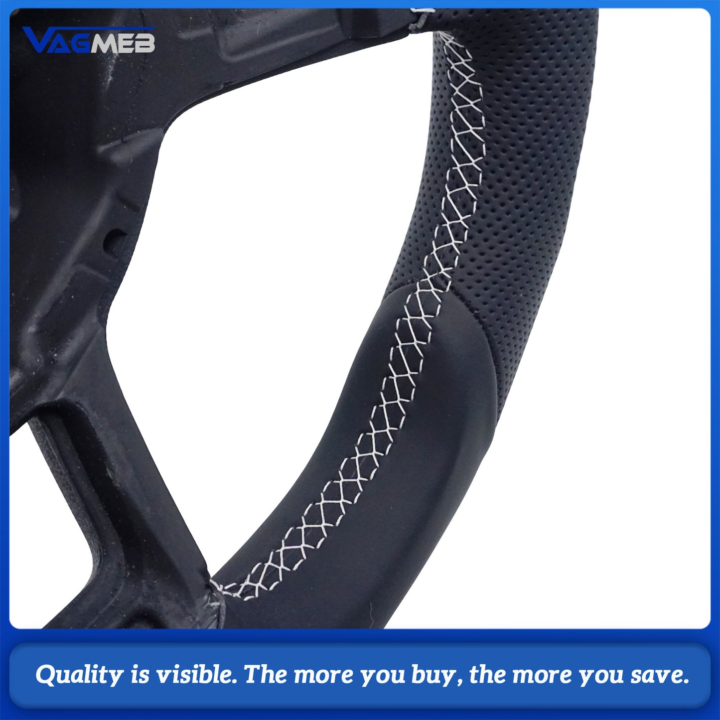 Half Alcantara leather perforated steering wheel for VW Golf MK7 7.5 GTI GTD GTE R Polo RLine white return logo