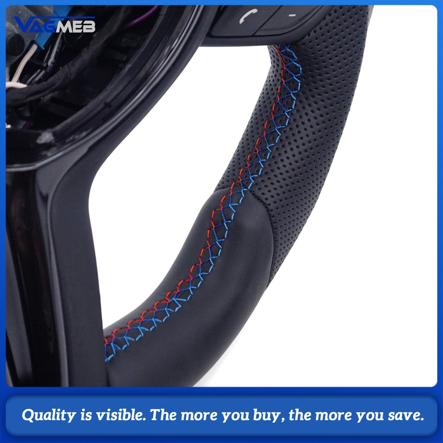 Half Perforated Leather For BMW M3 M5 F10 F11 F12 F13 F20 F21 F22 F25 F30 F31 F32 F33 F34 F36 M Logo Steering Wheel Assembly