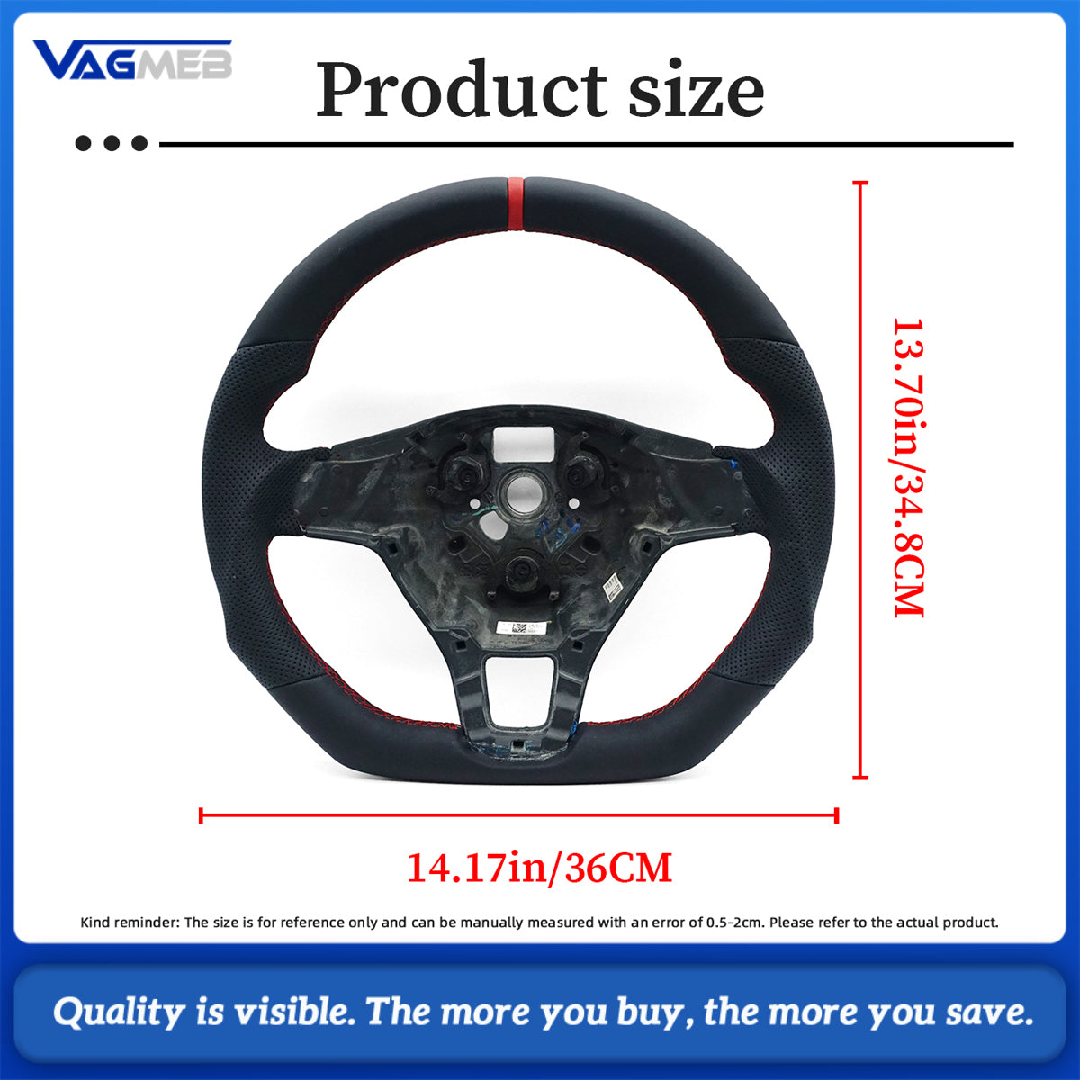 Leather perforated flat bottomed power steering wheel for VW Golf 6 MK6 GTI GTD R R-Line, Car Accessories