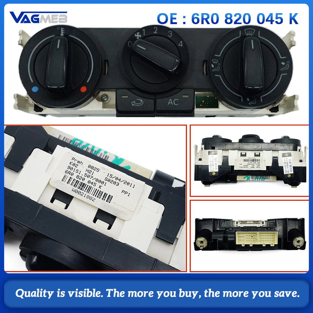 Manual Fresh Air Conditioning Heater Climate Control Panel Knob Switch For VW Polo 6R0 820 045K