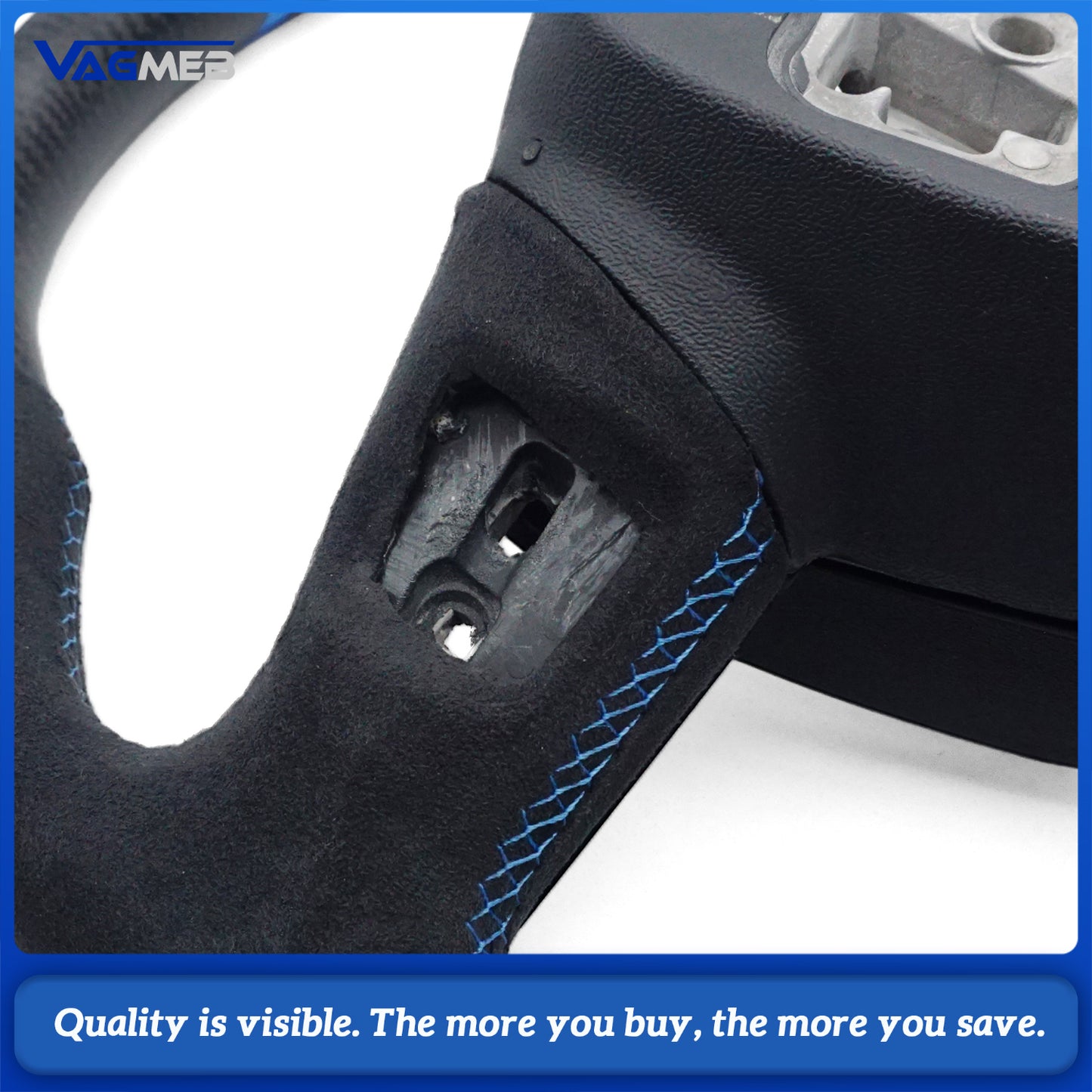 Matte carbon fiber Alcantara  blue linestitching  steering wheel For Audi A6 A7 C8