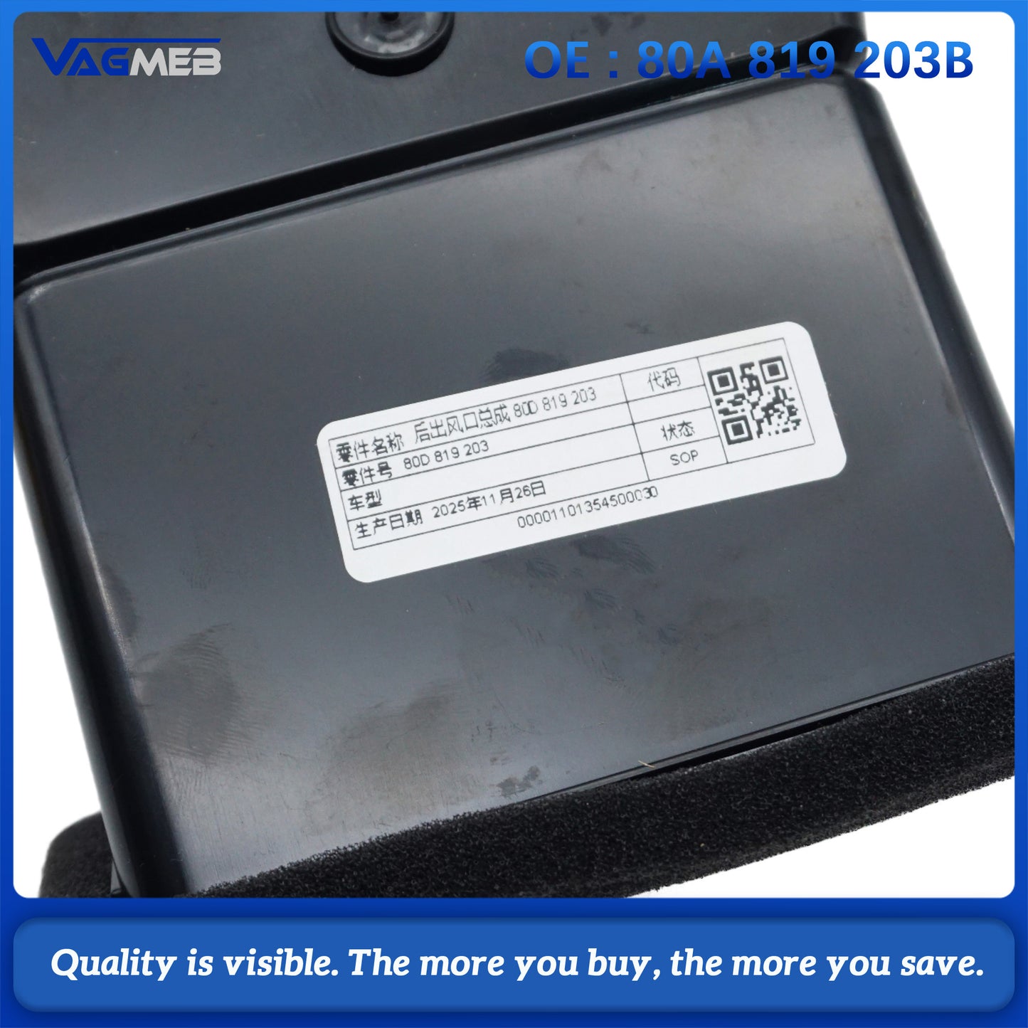 New Rear Console Air Intake Vent Grille for Audi Q5 FY SQ5 MK2 2017-2023 80A 819 203 B