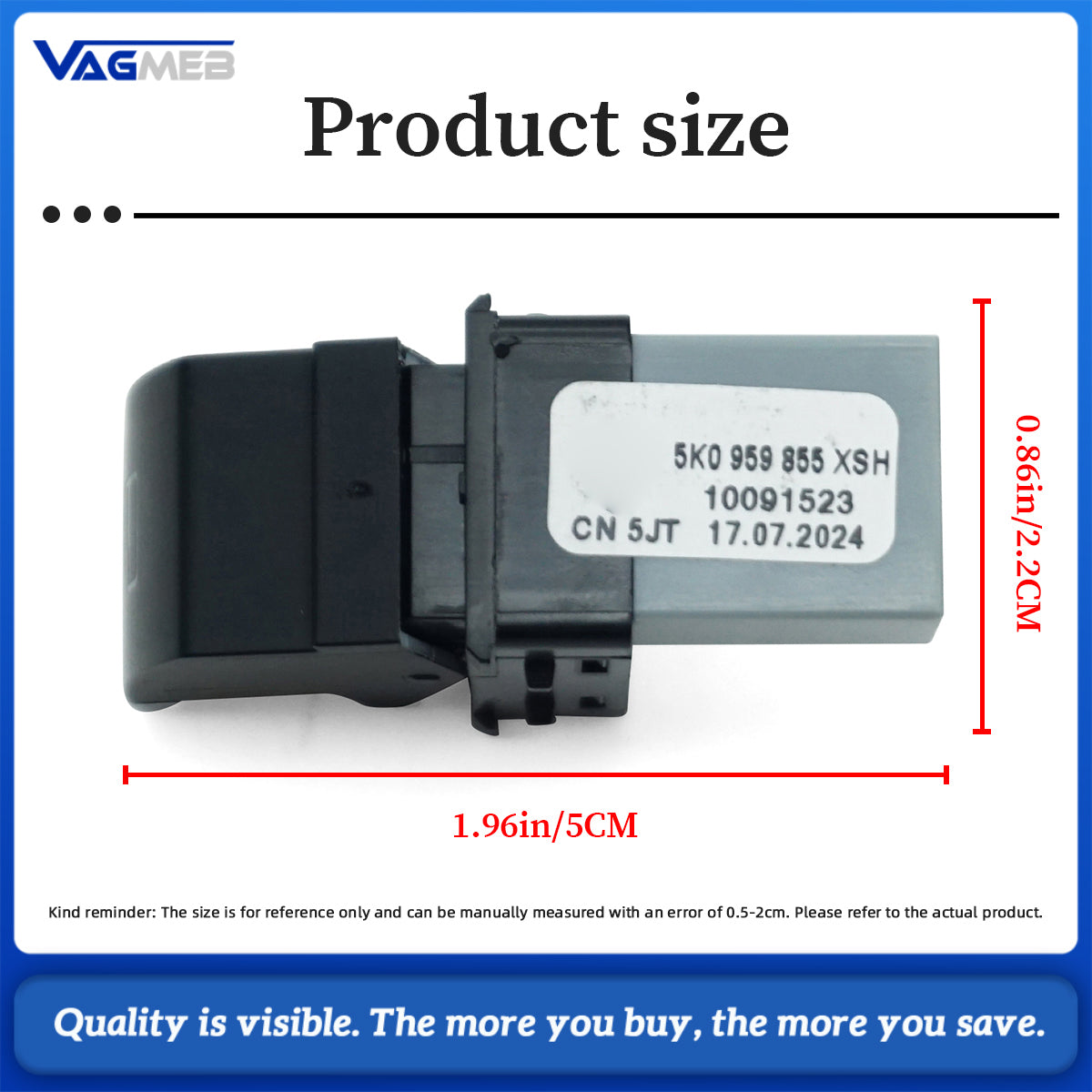 Passenger Side Window Electric Glass Switch For VW Tiguan Golf MK5 MK6 Passat B6 5ND 959 855 XSH