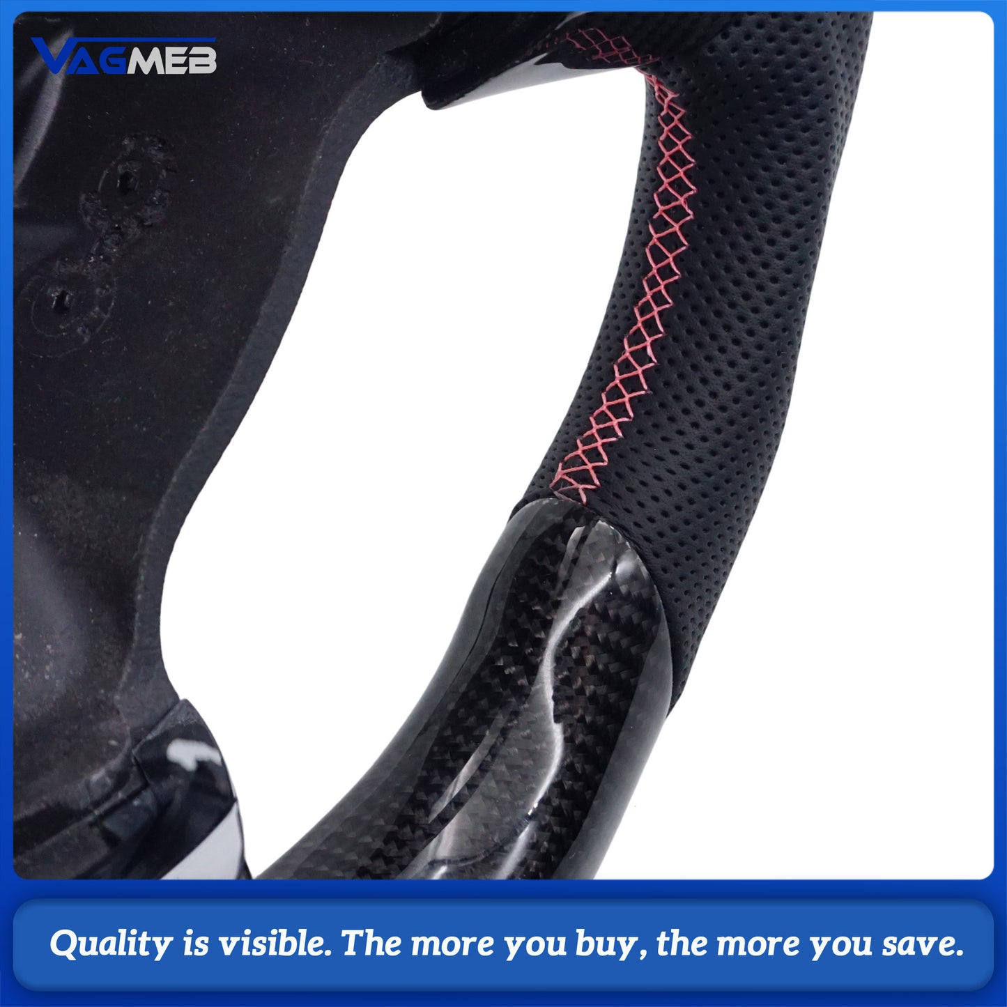 Real Carbon Fiber Steering Wheel Perforated Leather For VW Golf 6 MK6 2009-2013 Polo GTI Passat R-Line Real Carbon