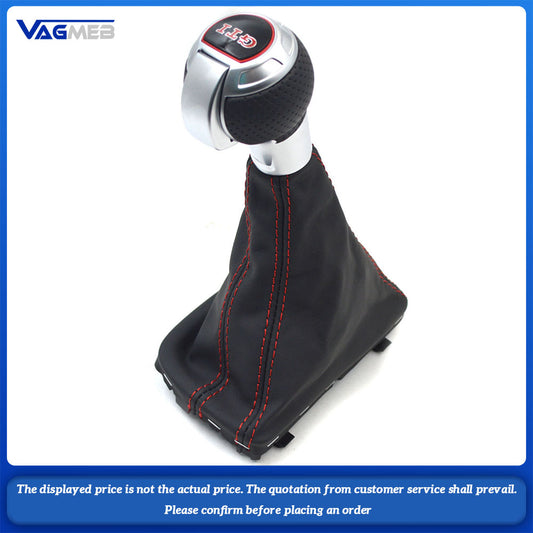 For VW Golf MK7 GTI DSG Shift Knob with Boot Genuine Leather Red Line