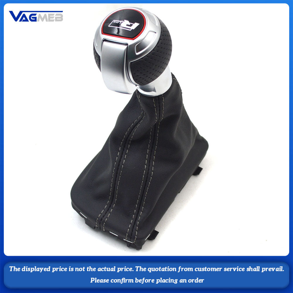 For VW R-Line Shift Knob Black Perforated Leather Gray Line For Golf MK7 MK8 Passat CC