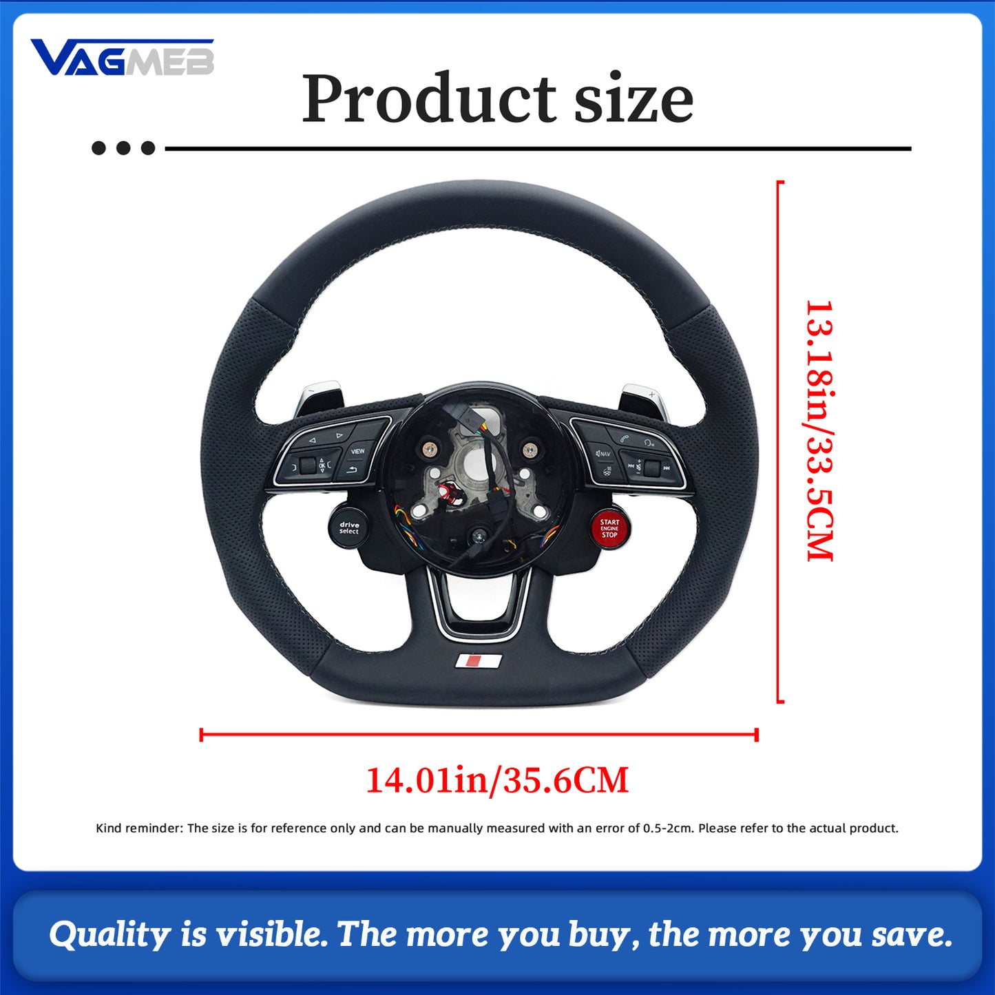 Sport steering wheel suitable For Audi A4 B9 S3 RS4 RS5 A3 A5 S3 S4 S5 perforated leather steering wheel with R8 button