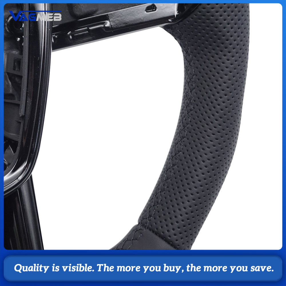 Suitable for Audi A6 C8 A7 perforated leather baking black sports flat bottomed steering wheel With heating function, multifunctional