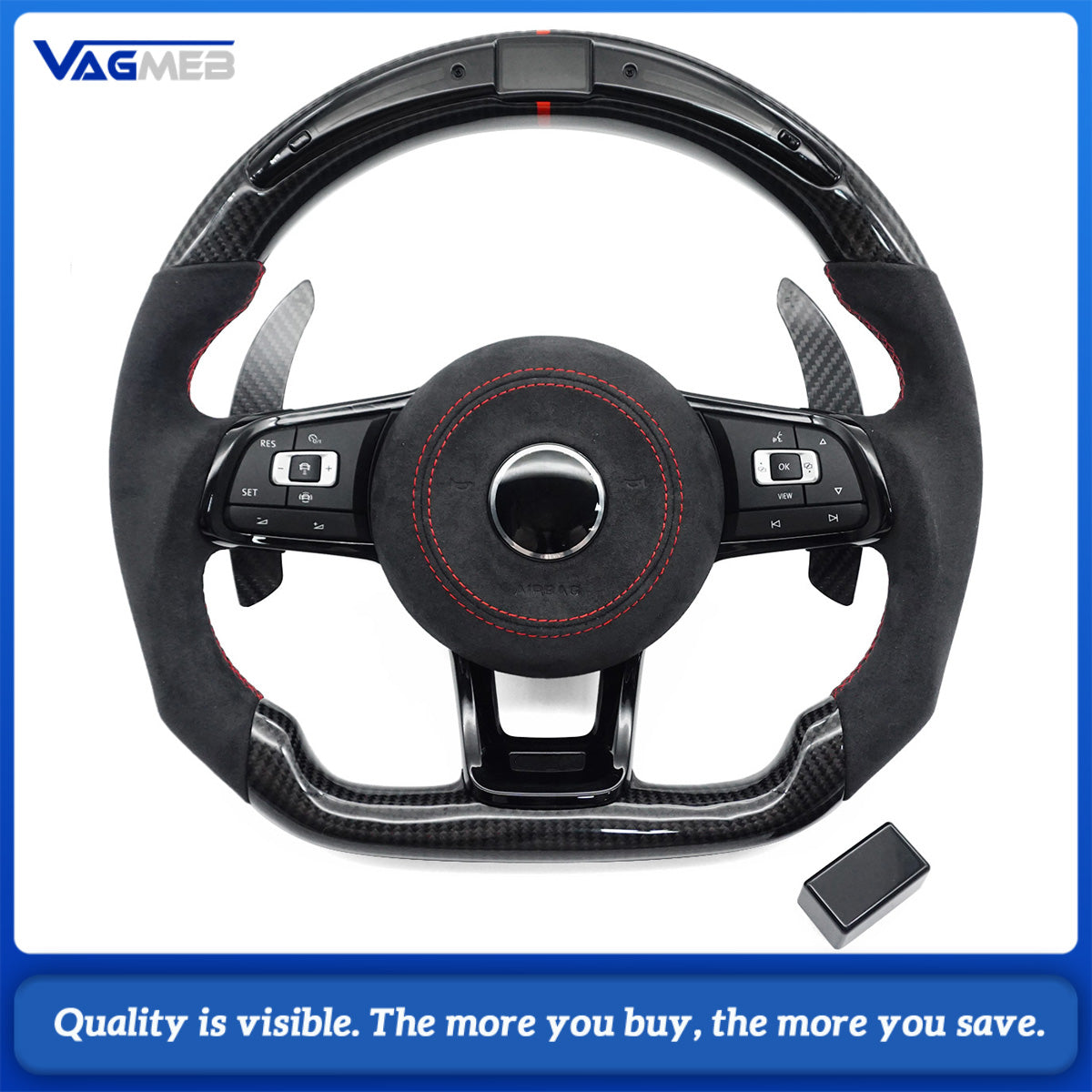 Upgrade Steering Wheel For VW Golf 7 MK7 GTI R Alcantara Forge Carbon LED Racing Wheel