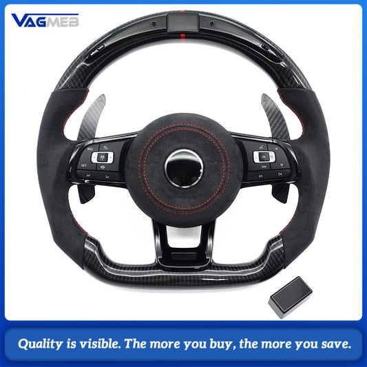 Upgrade Steering Wheel For VW Golf 7 MK7 GTI R Alcantara Forge Carbon LED Racing Wheel
