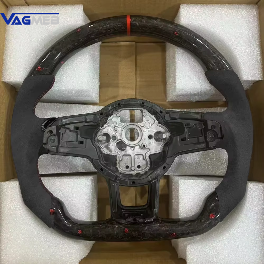 For VW Golf  MK7 7.5 GTI R Polo Blue Stitching Alcantara Carbon Fiber Blue Back Label RLINE Steering Wheel Assembly