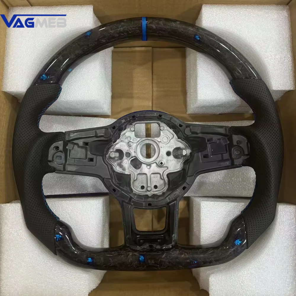 For VW Golf MK7 7.5 GTI R Polo Perfortaed Leather Carbon Fiber Blue Back Label RLINE Steering Wheel Assembly