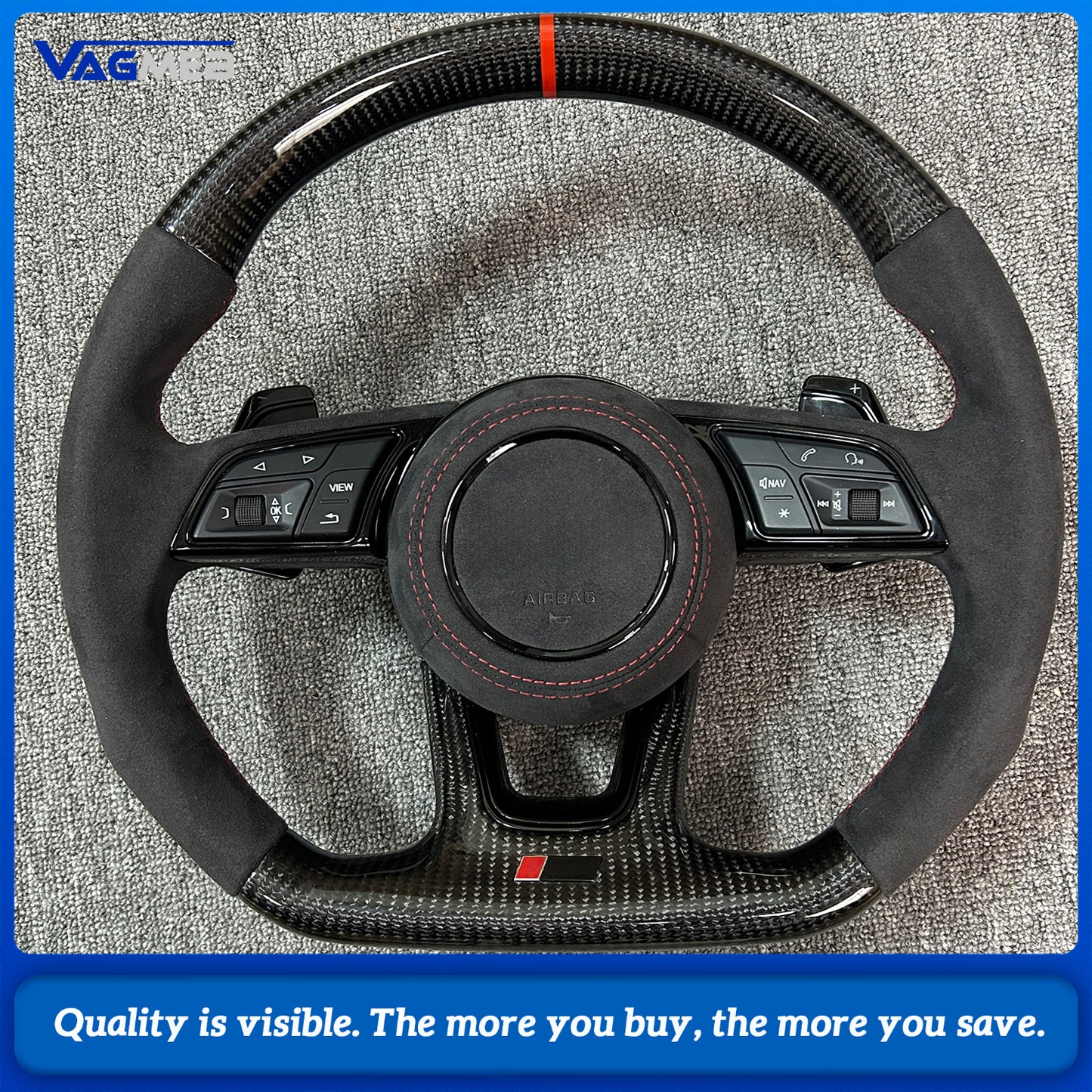steering wheel for Audi A4 B9 A5 custom carbon fiber stitched steering wheel with paddles and buttons, Car Accessories